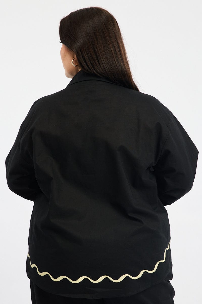 Black Relaxed Shirt Long Sleeve for YouandAll Fashion