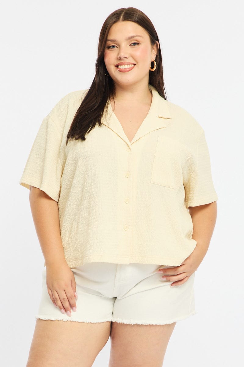 White Textured Shirt Short Sleeve for YouandAll Fashion