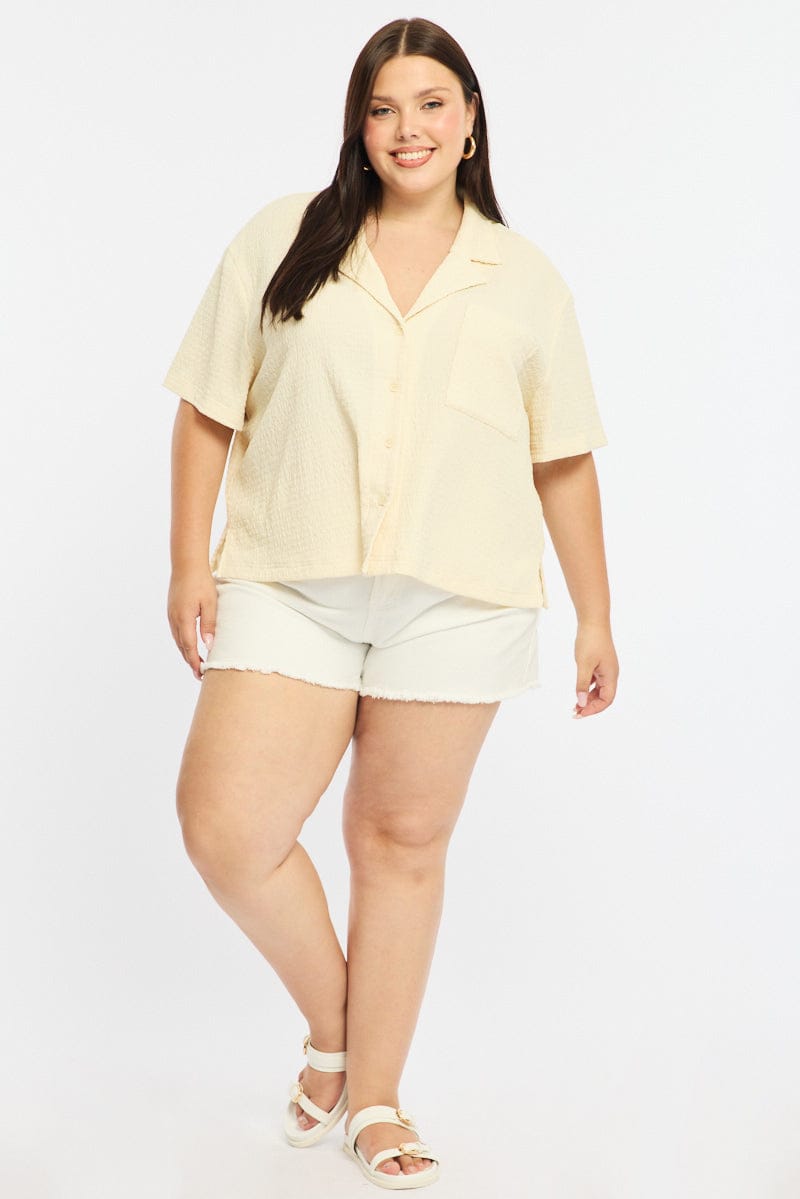 White Textured Shirt Short Sleeve for YouandAll Fashion