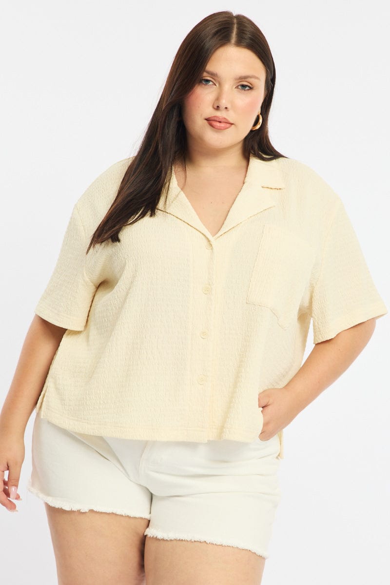 White Textured Shirt Short Sleeve for YouandAll Fashion