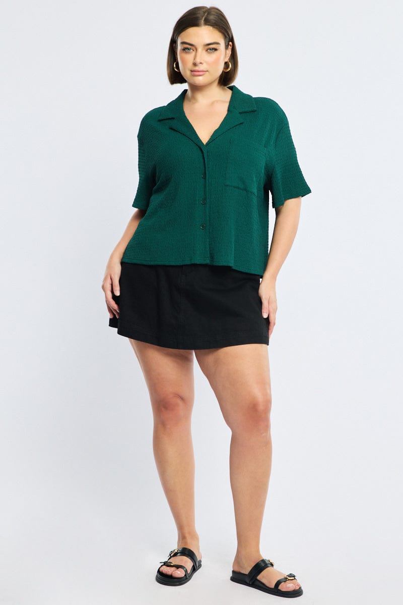 Green Textured Shirt Short Sleeve for YouandAll Fashion
