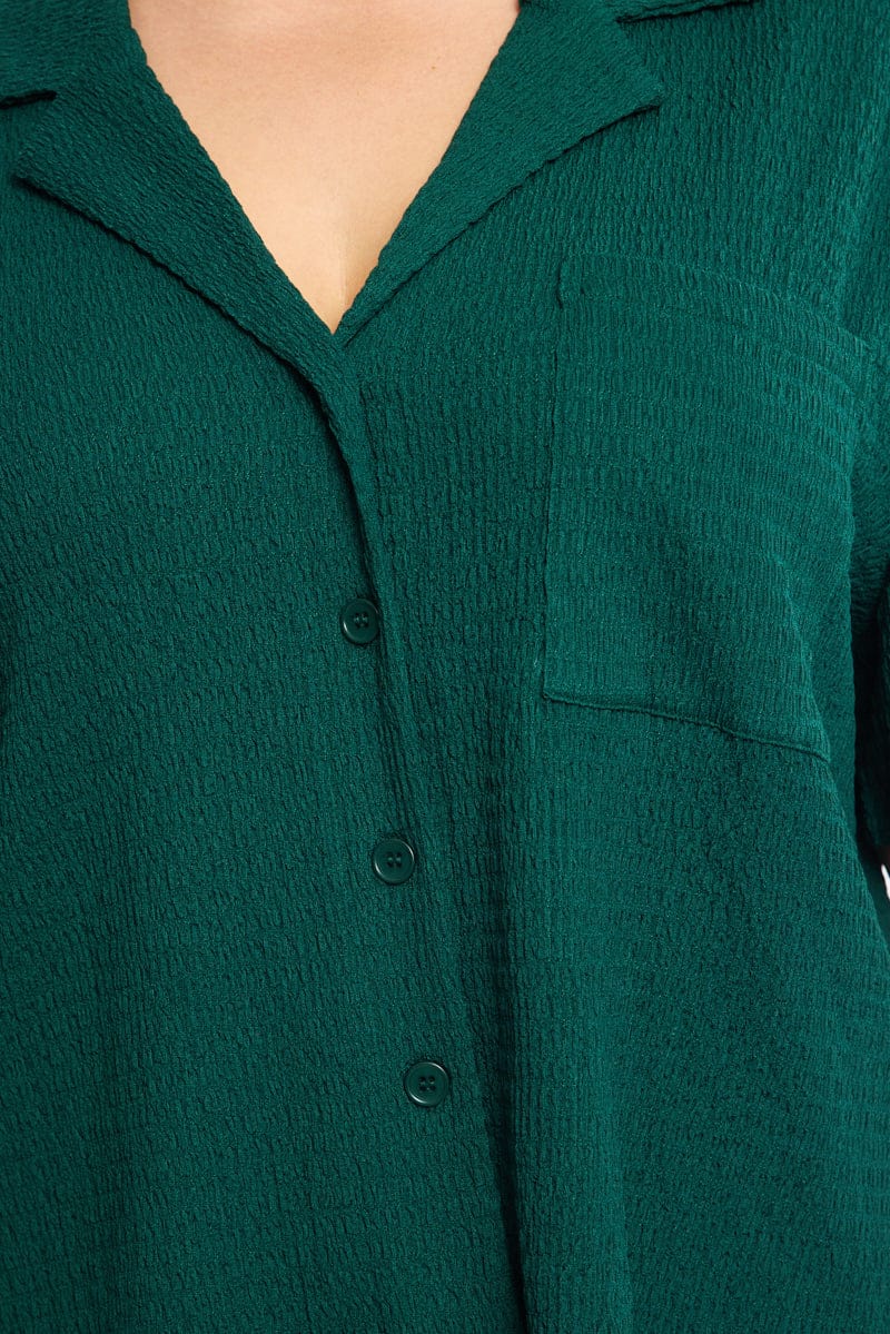 Green Textured Shirt Short Sleeve for YouandAll Fashion