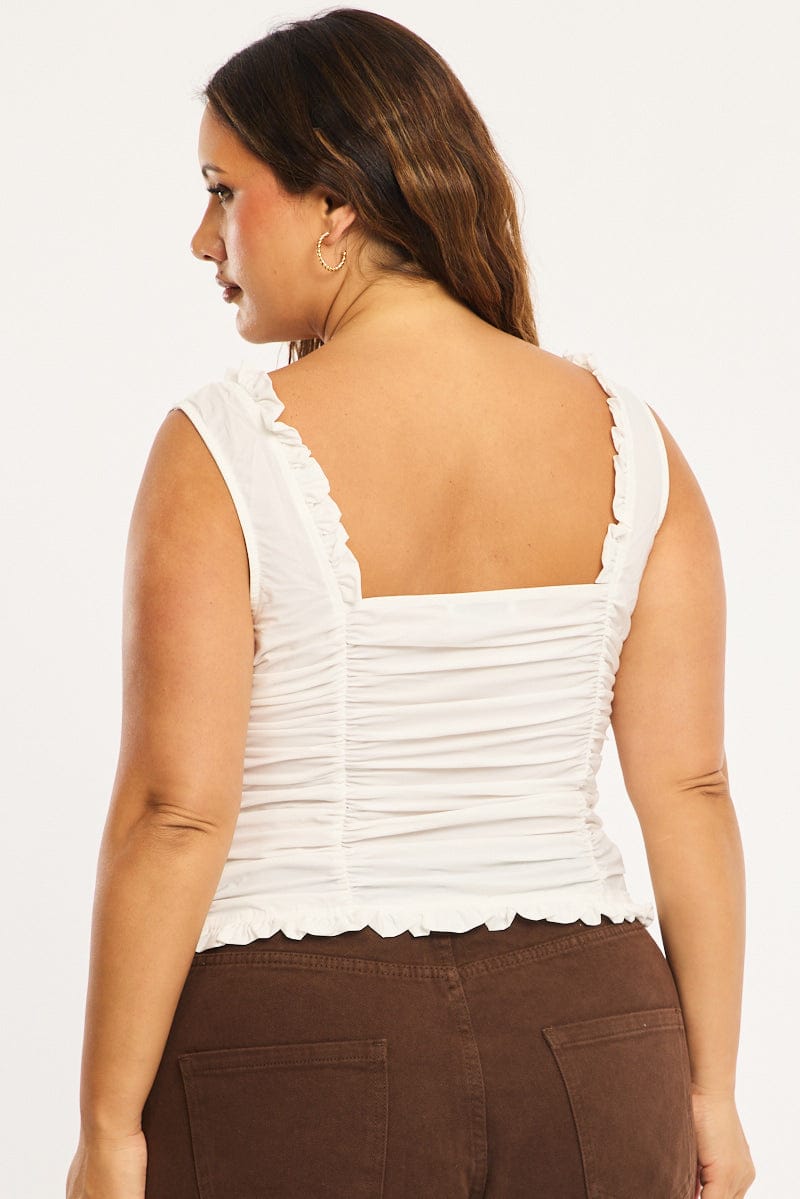 White Ruched Top Sleeveless for YouandAll Fashion