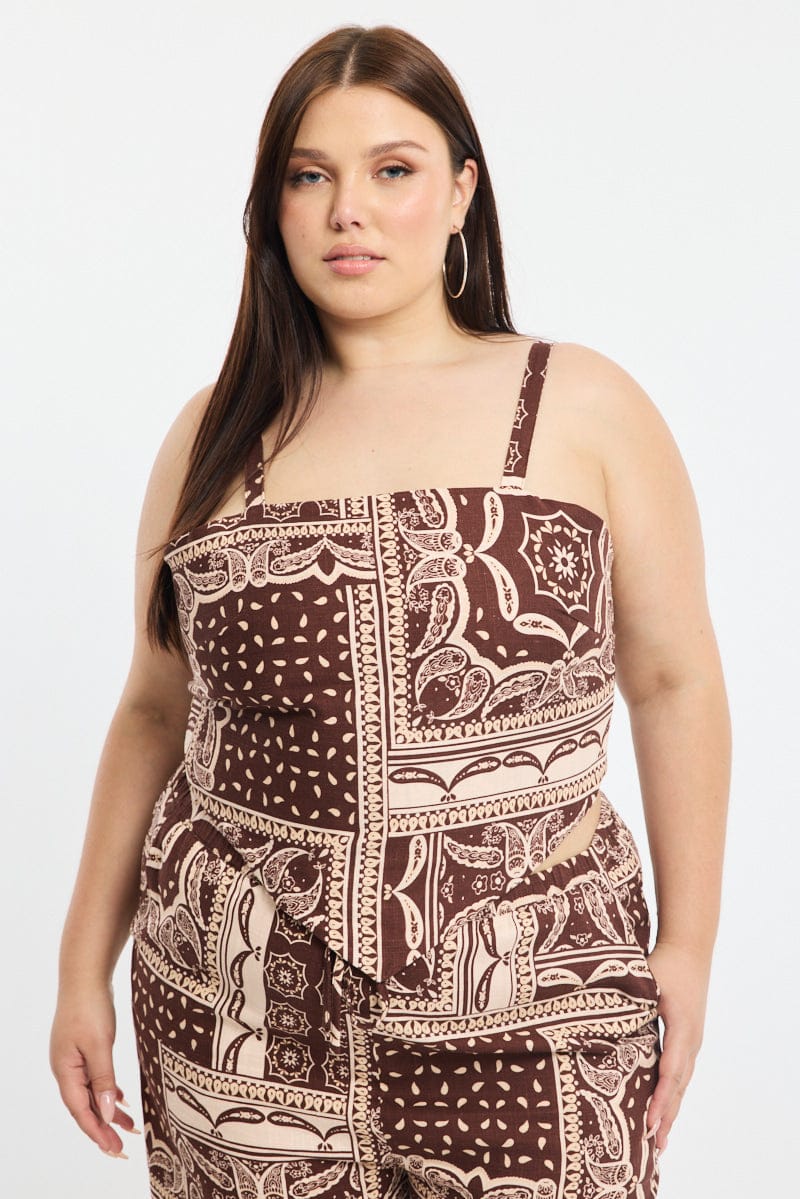 Brown Boho Bandana Scarf Top for YouandAll Fashion