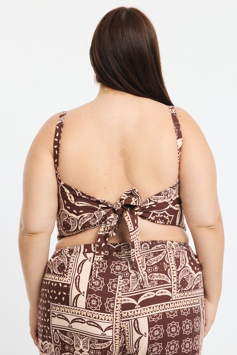 Brown Boho Bandana Scarf Top for YouandAll Fashion