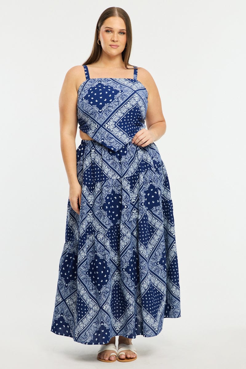 Blue Paisley Bandana Scarf Top for YouandAll Fashion