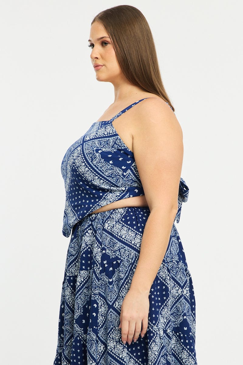 Blue Paisley Bandana Scarf Top for YouandAll Fashion