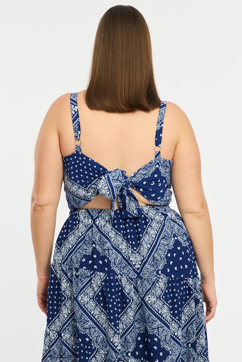 Blue Paisley Bandana Scarf Top for YouandAll Fashion