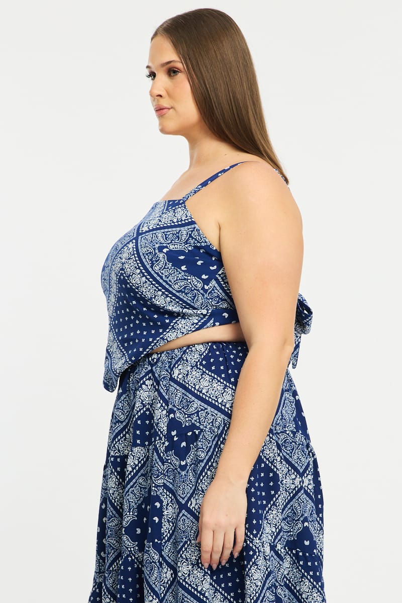 Blue Paisley Bandana Scarf Top for YouandAll Fashion