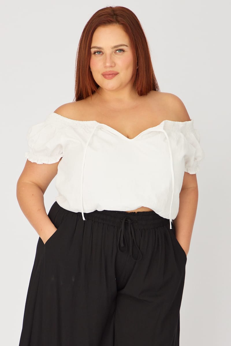 White Puff Sleeve Blouse Short Sleeve Relaxed Fit for YouandAll Fashion