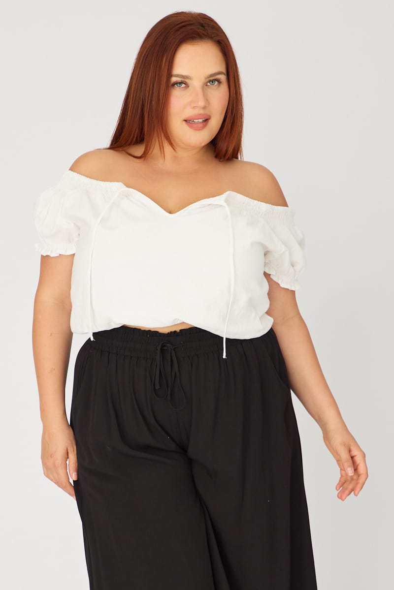 White Puff Sleeve Blouse Short Sleeve Relaxed Fit for YouandAll Fashion