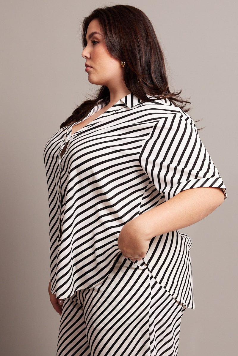 White Stripe Relaxed Shirt Long Sleeve for YouandAll Fashion