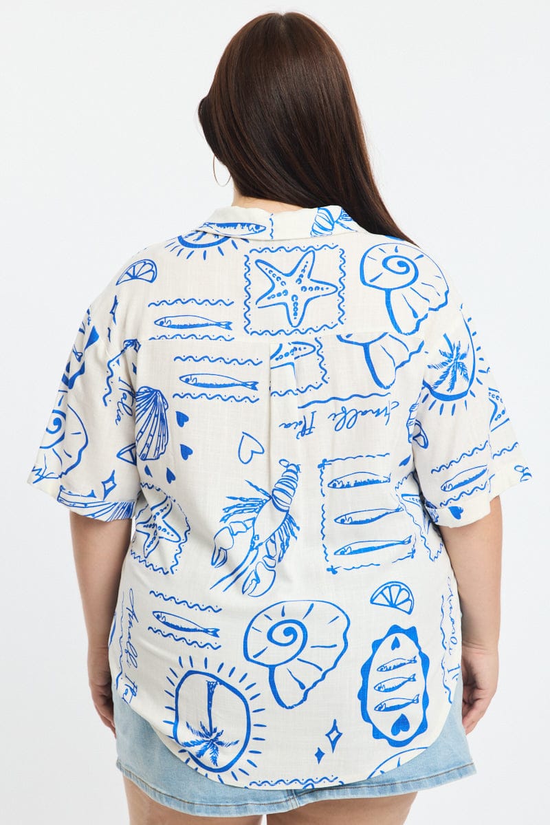 White Relaxed Shirt Short Sleeve Linen Blend for YouandAll Fashion