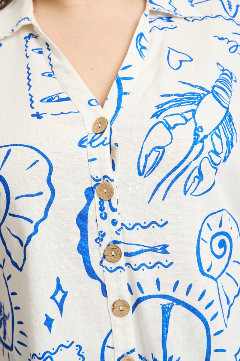 White Relaxed Shirt Short Sleeve Linen Blend for YouandAll Fashion