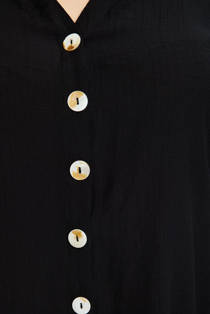 Black Relaxed Shirt Short Sleeve for YouandAll Fashion