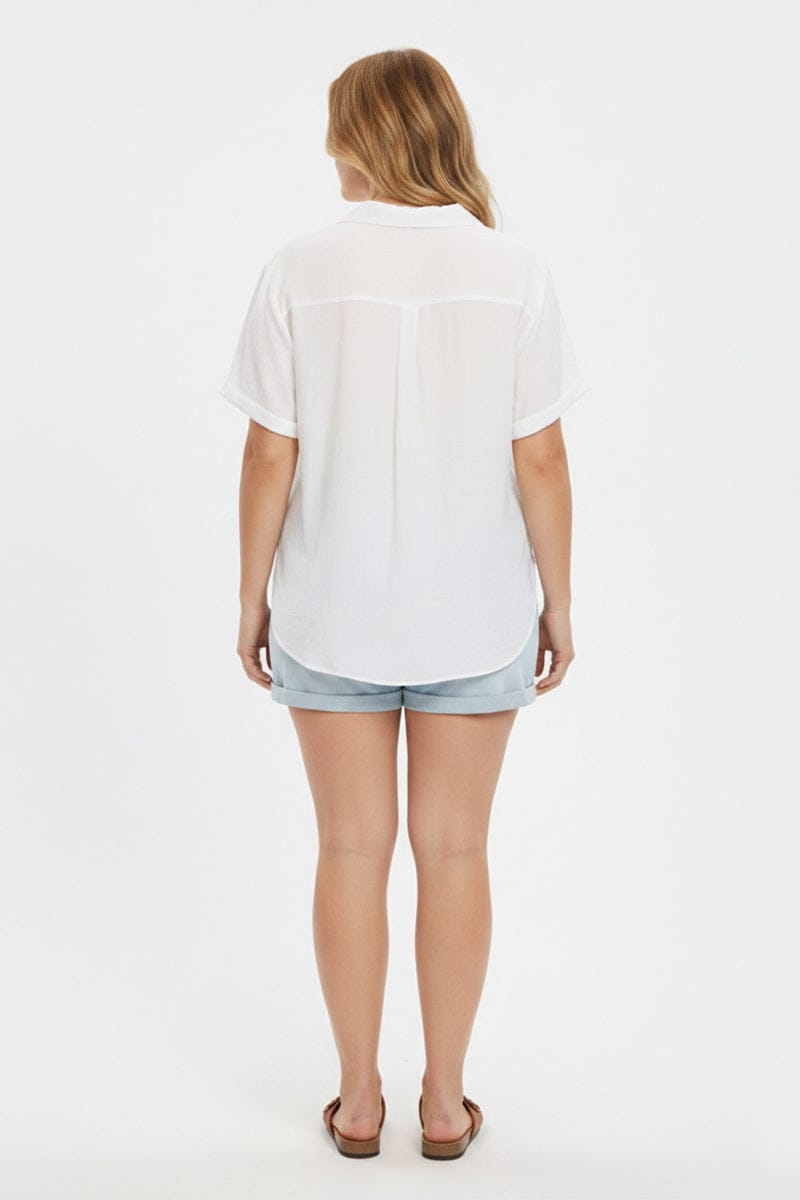 White Relaxed Shirt Short Sleeve for YouandAll Fashion