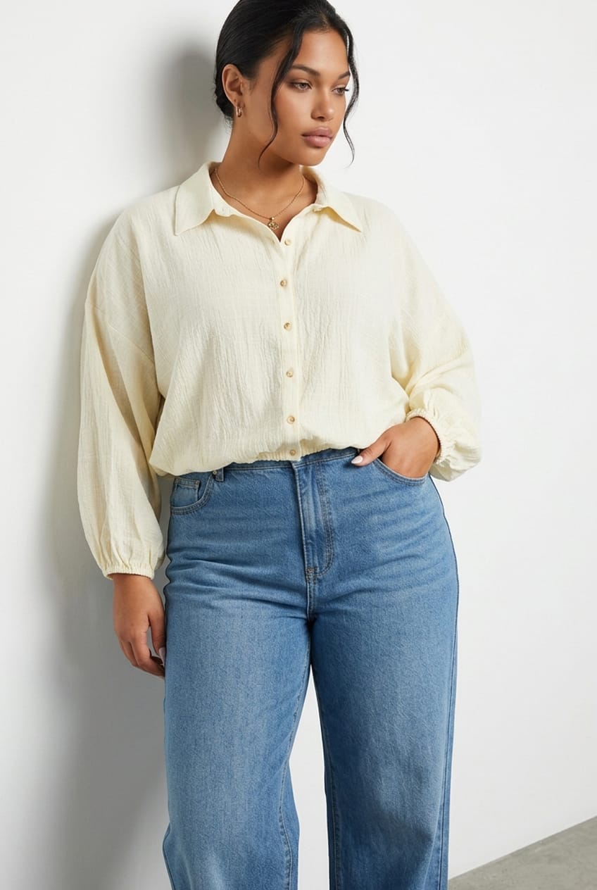 White Textured Shirt Off Long Sleeve