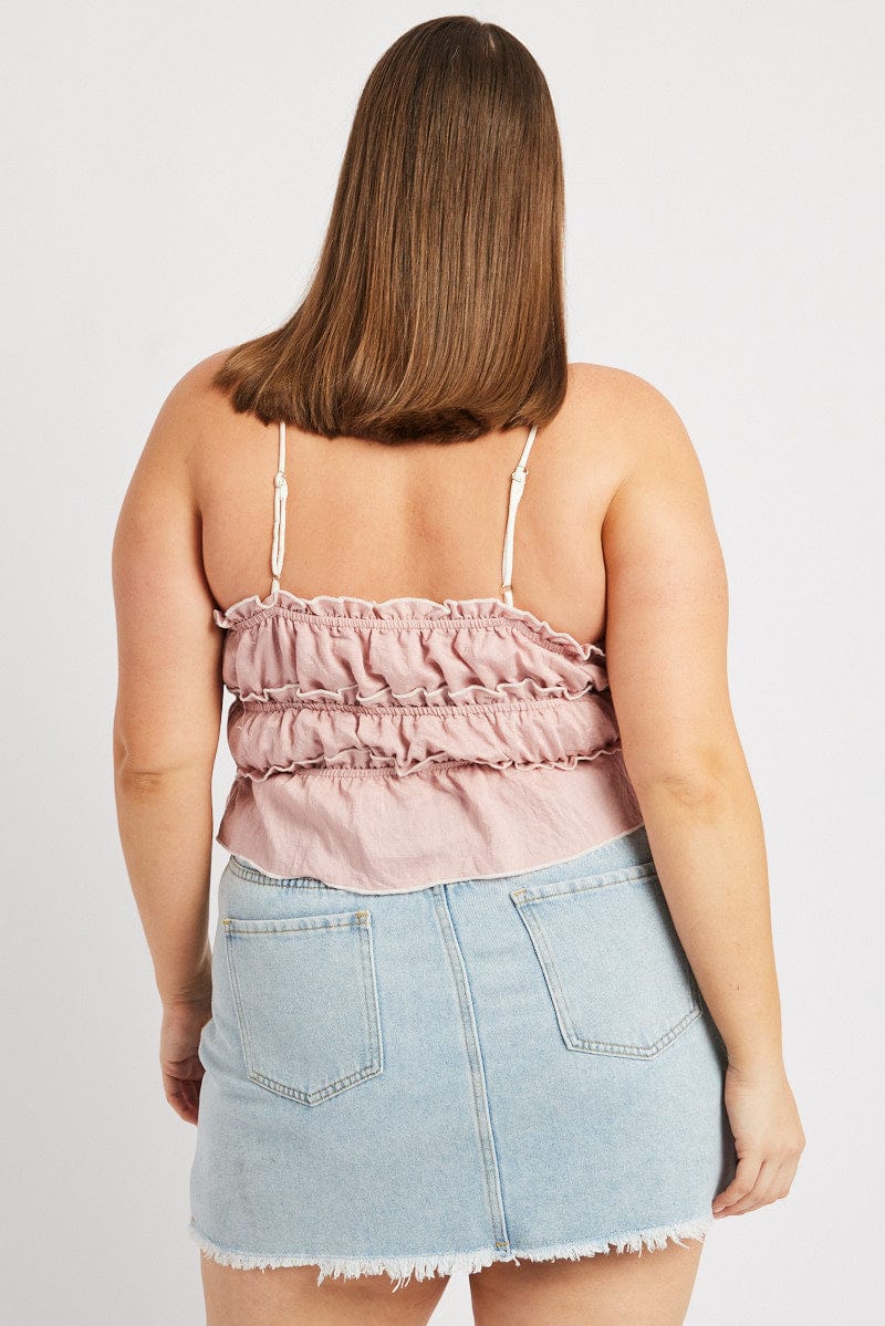 Pink Tiered Cami Top Sleeveless Front Ribbon | You & All