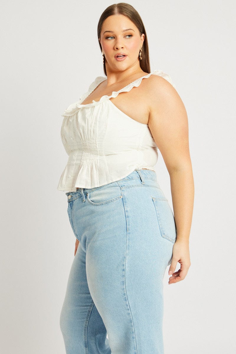 White Ruffle Top Sleeveless for YouandAll Fashion