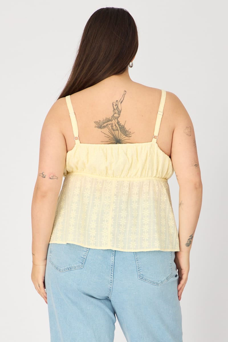White Cami Top Sleeveless Babydoll Broidery Eyelet for YouandAll Fashion