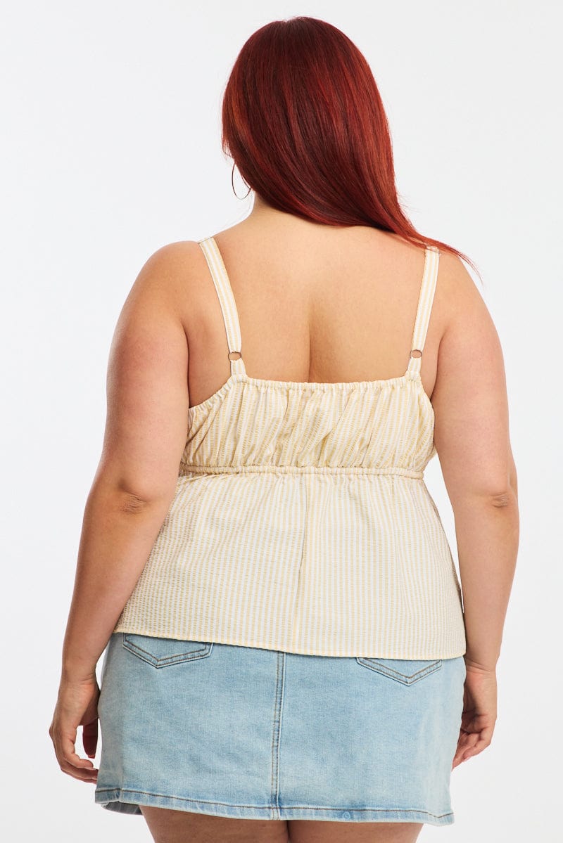 Yellow Stripe Babydoll Cami Top for YouandAll Fashion