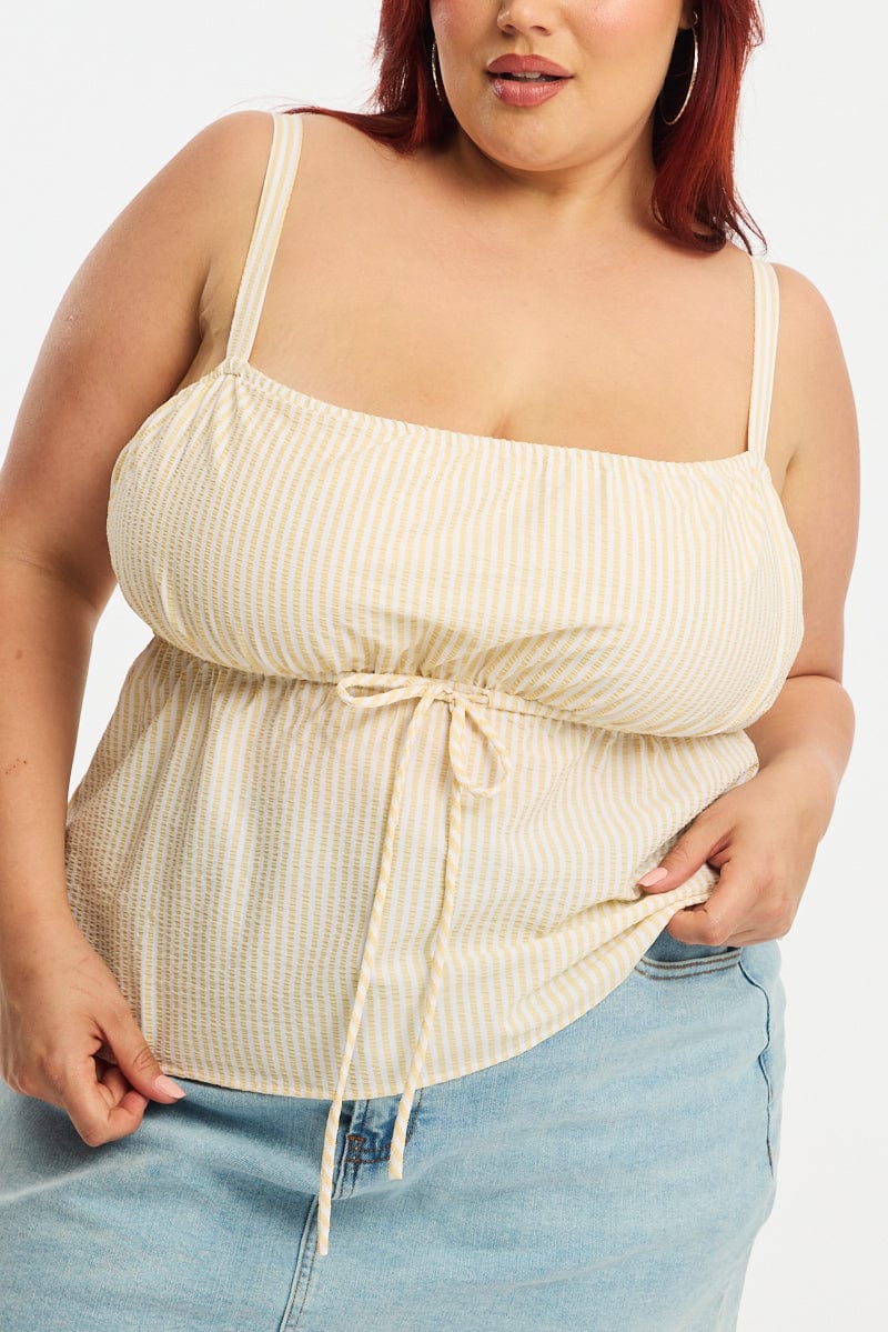 Yellow Stripe Babydoll Cami Top for YouandAll Fashion