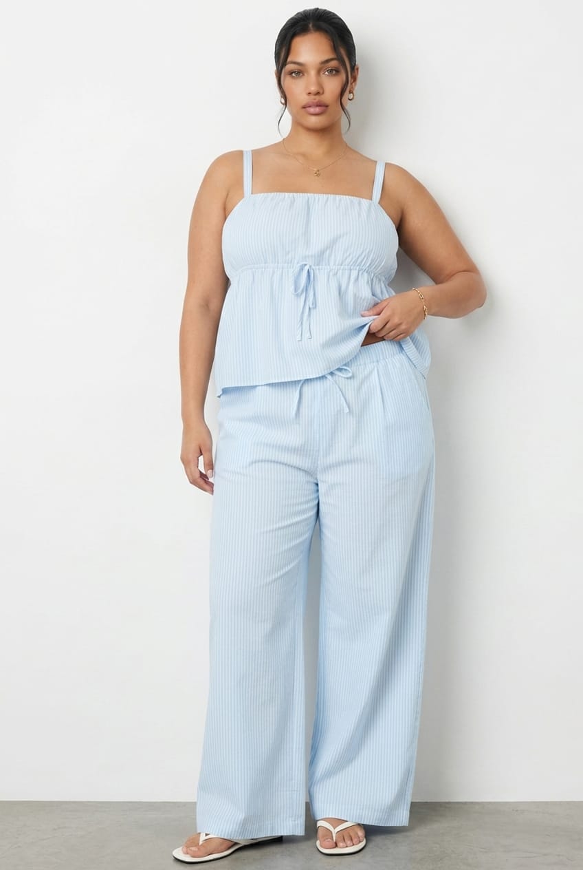 Blue Stripe Babydoll Cami Top