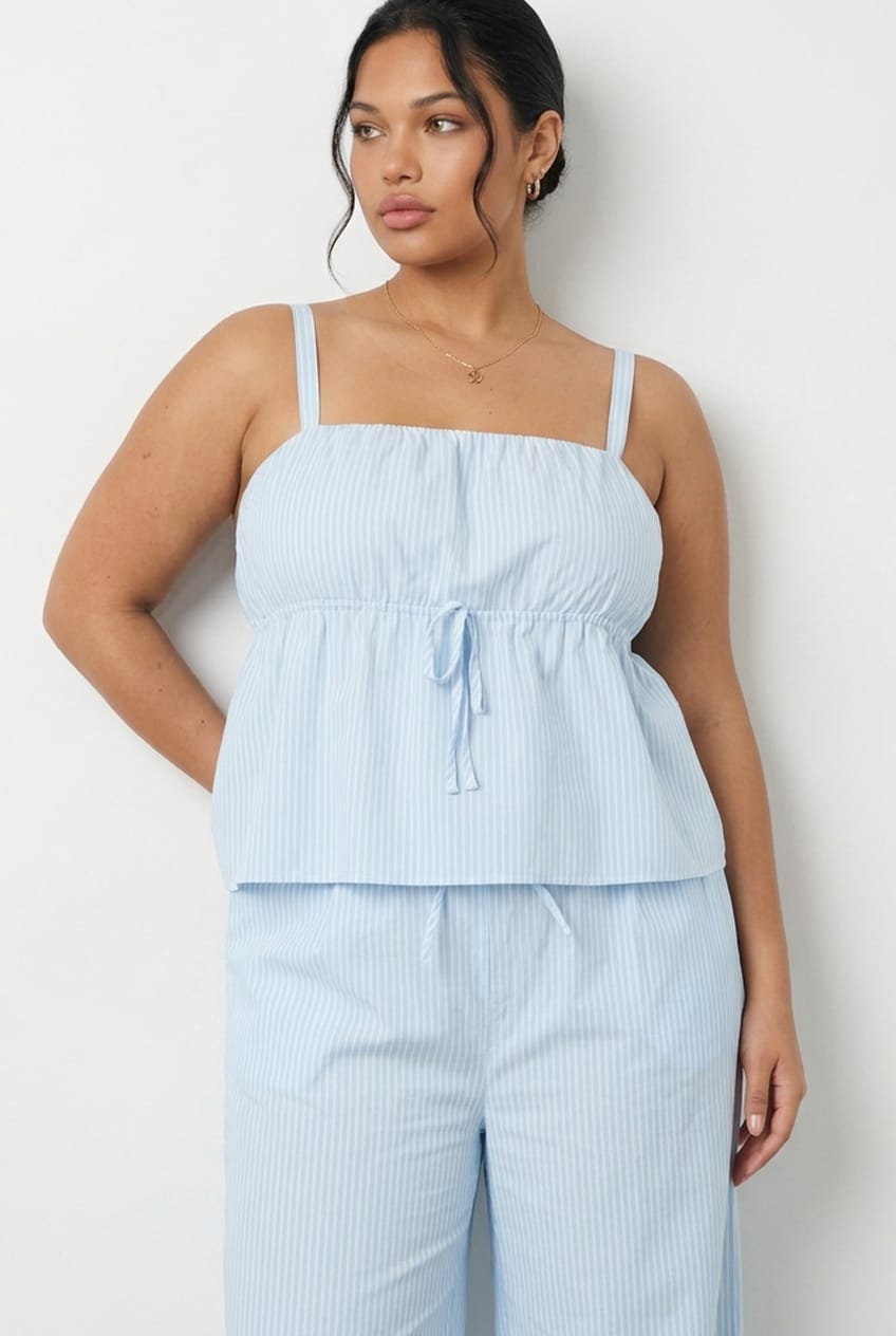 Blue Stripe Babydoll Cami Top