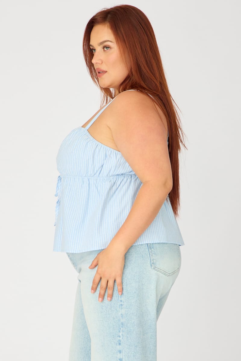 Blue Stripe Babydoll Cami Top for YouandAll Fashion