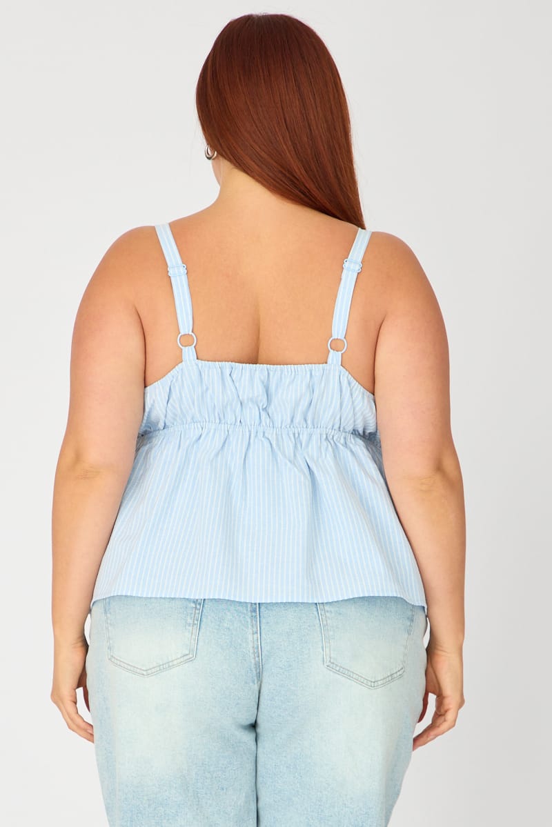 Blue Stripe Babydoll Cami Top for YouandAll Fashion