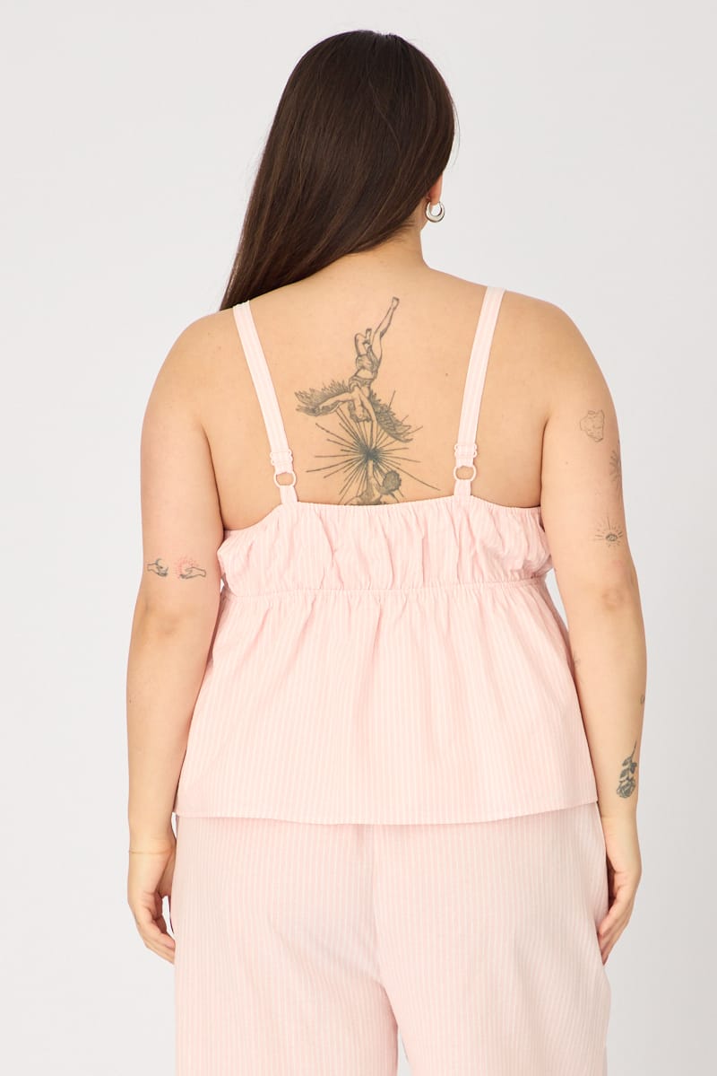 Pink Stripe Babydoll Cami Top for YouandAll Fashion