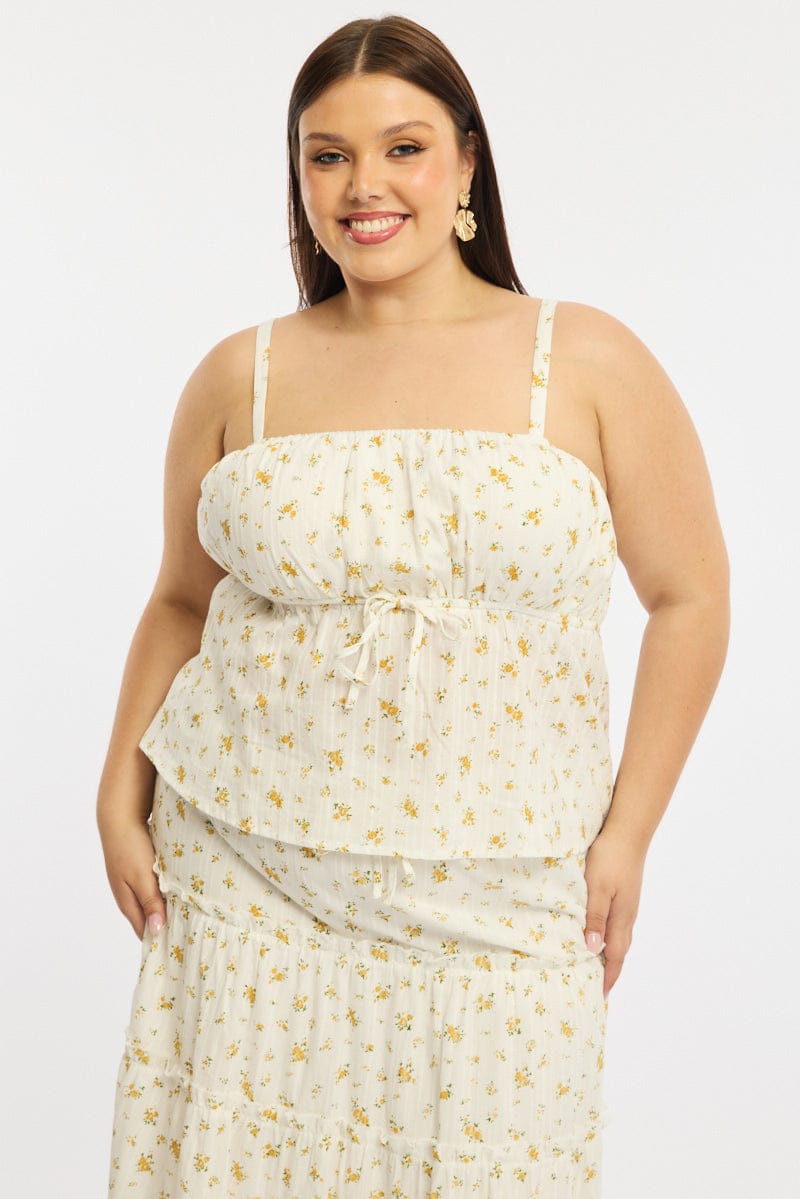 Yellow Floral Floral Cami Top for YouandAll Fashion