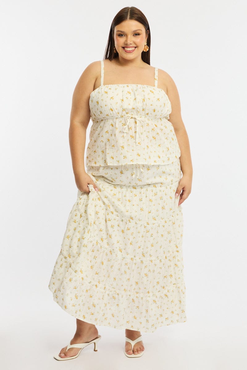 Yellow Floral Floral Cami Top for YouandAll Fashion