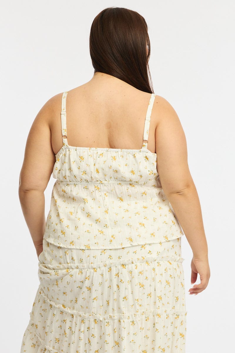 Yellow Floral Floral Cami Top for YouandAll Fashion