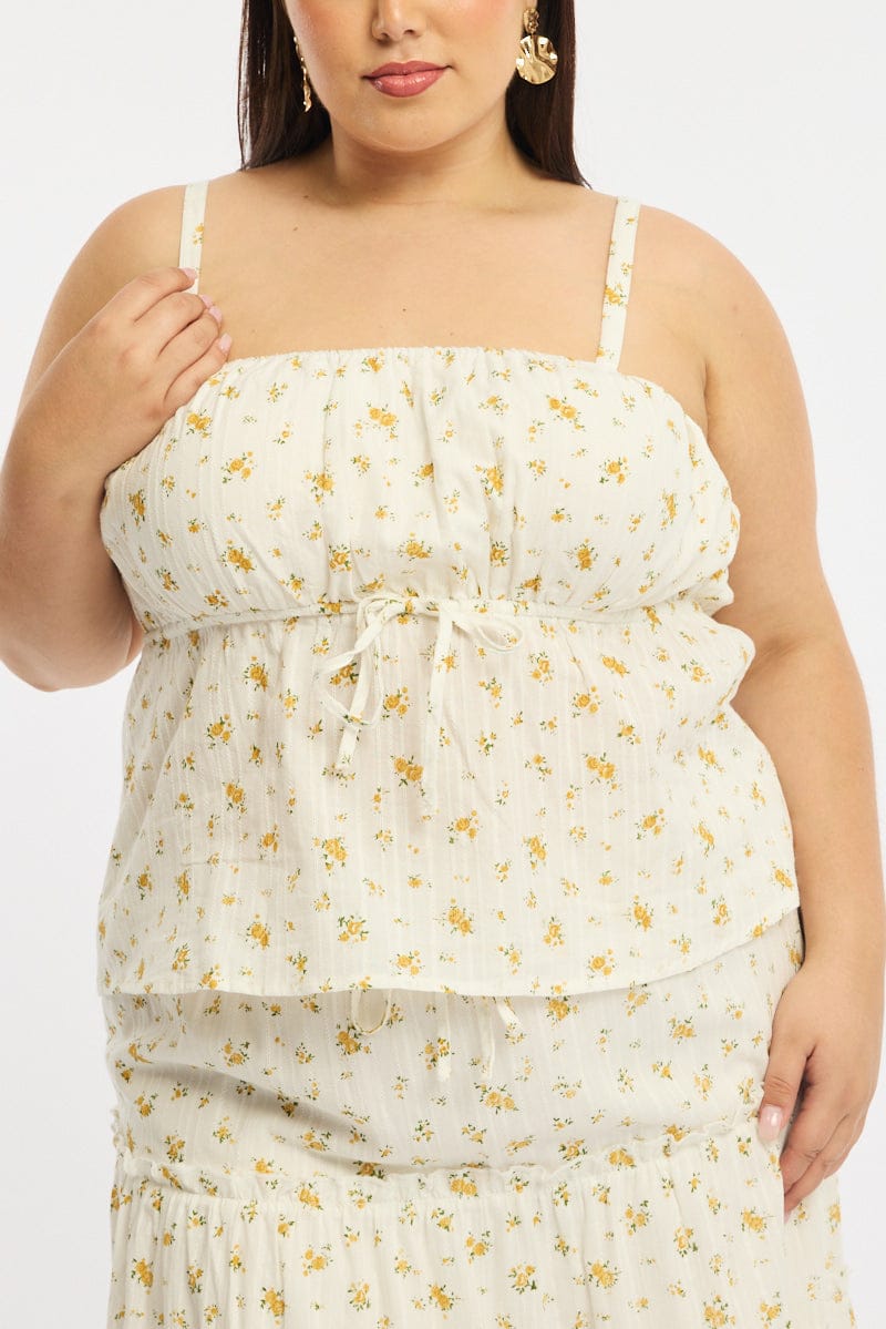 Yellow Floral Floral Cami Top for YouandAll Fashion