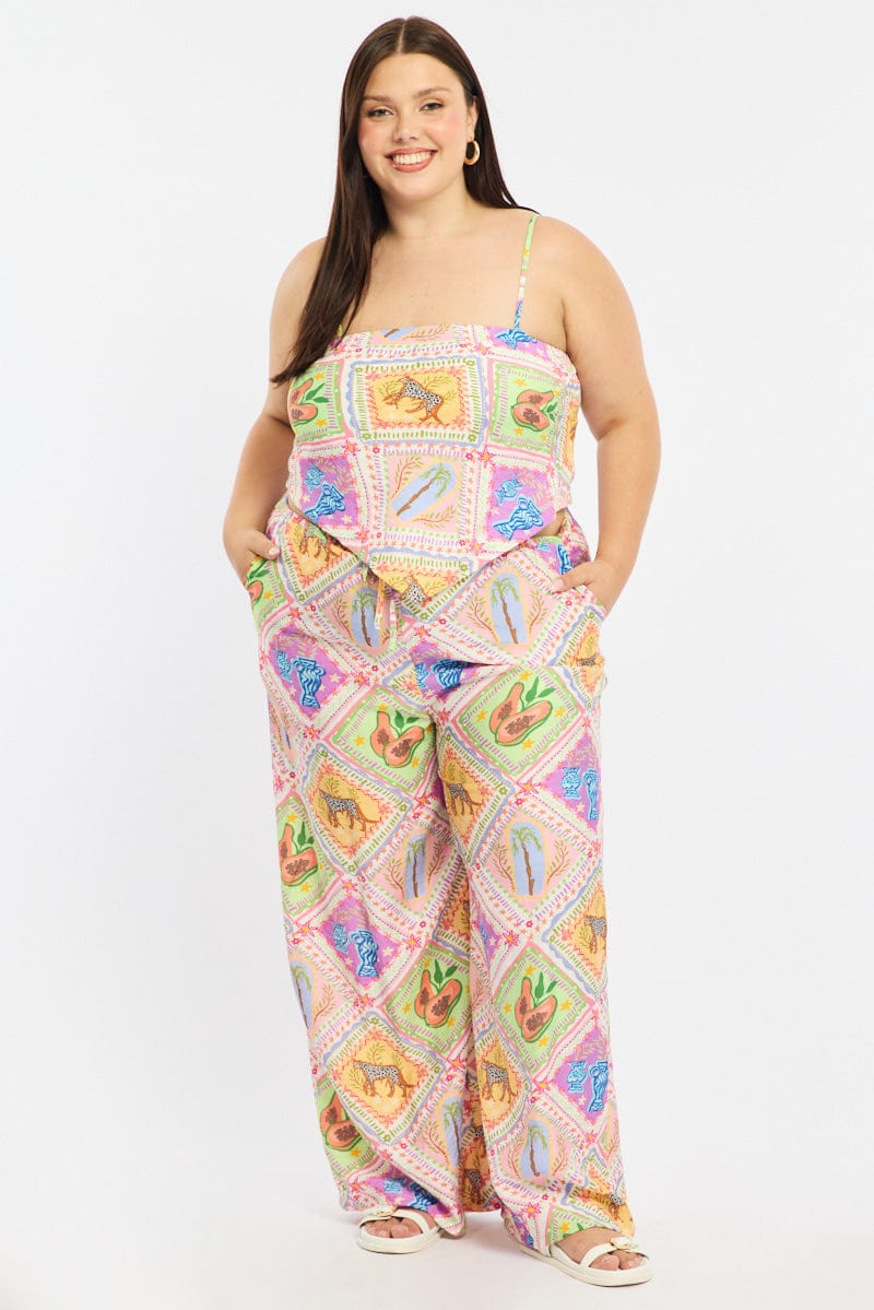 Multi Abstract Scarf Top Sleeveless for YouandAll Fashion