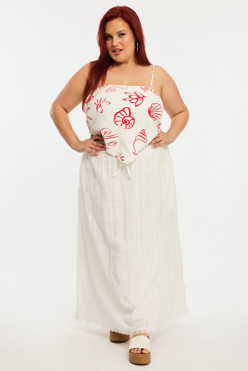 Red Abstract Scarf Top Strapless for YouandAll Fashion