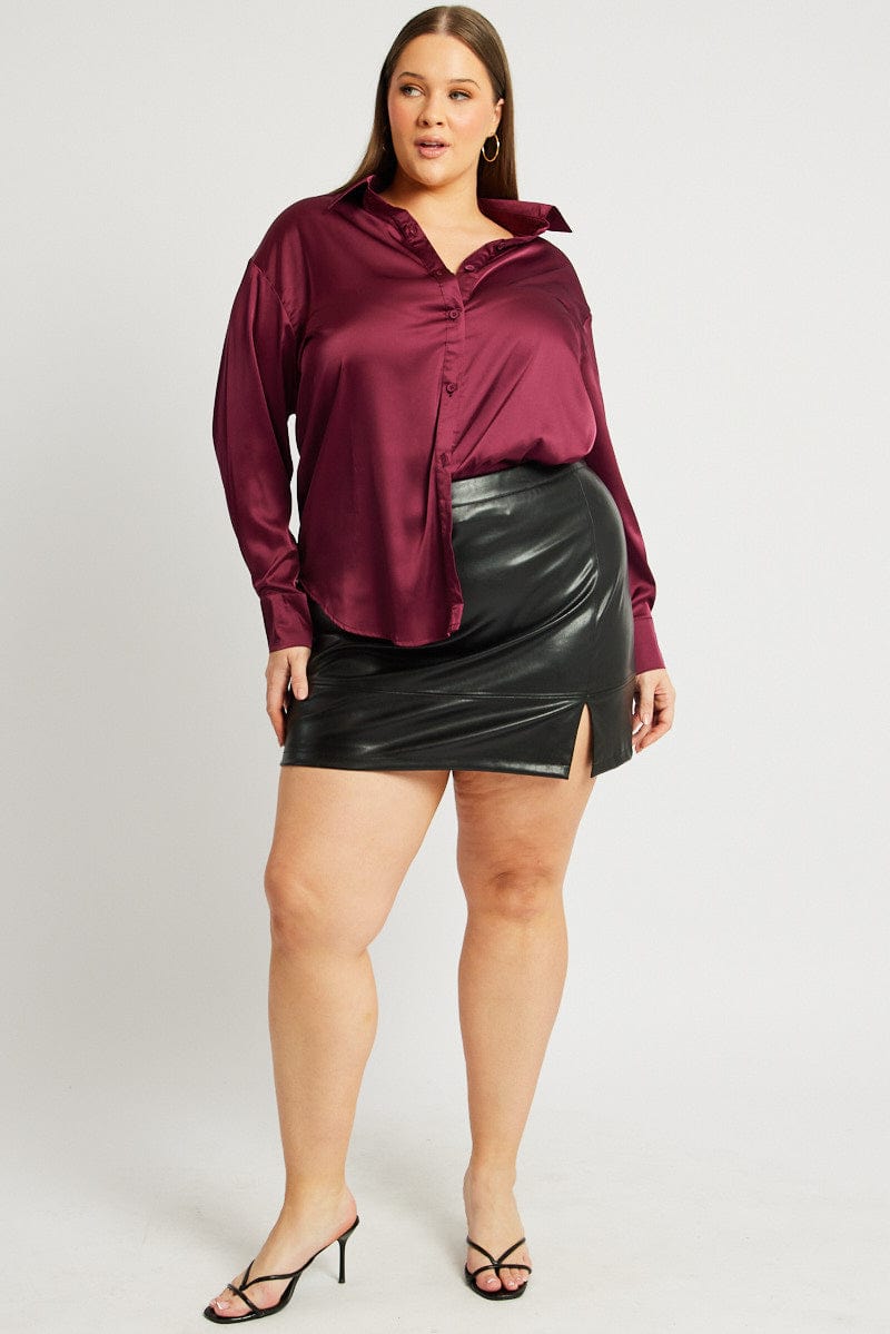 Red Satin Shirt Long Sleeve for YouandAll Fashion