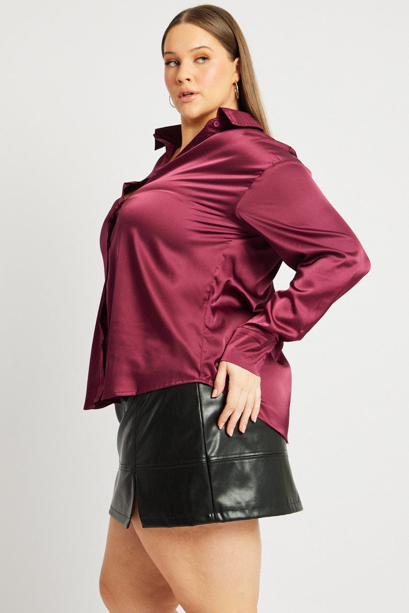 Red Satin Shirt Long Sleeve for YouandAll Fashion