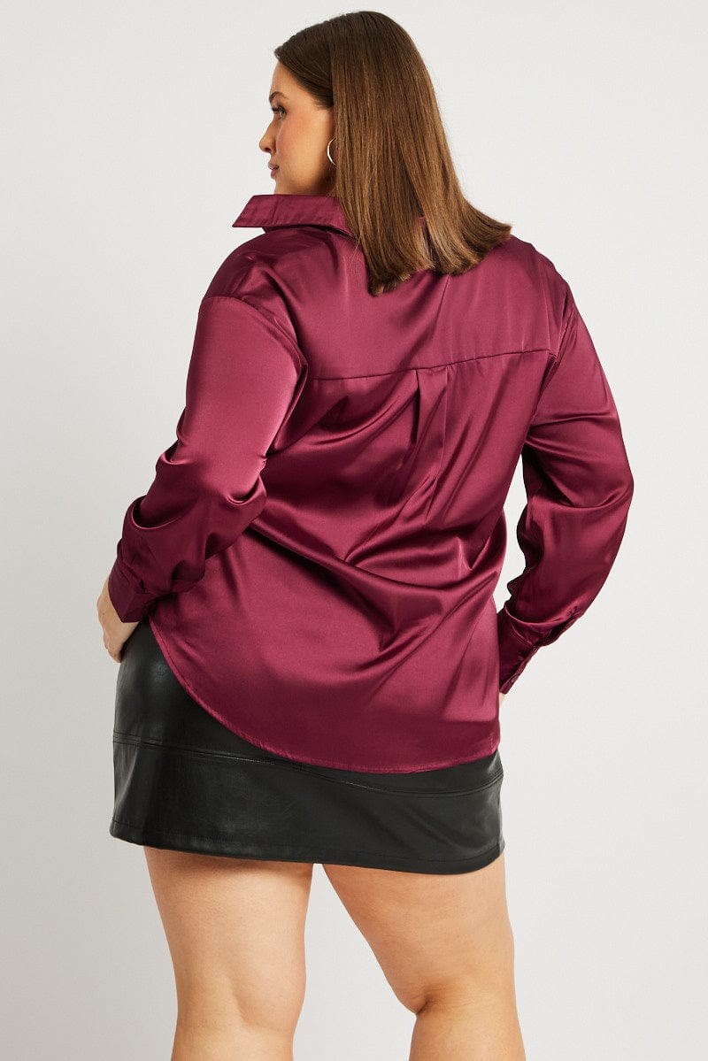 Red Satin Shirt Long Sleeve for YouandAll Fashion