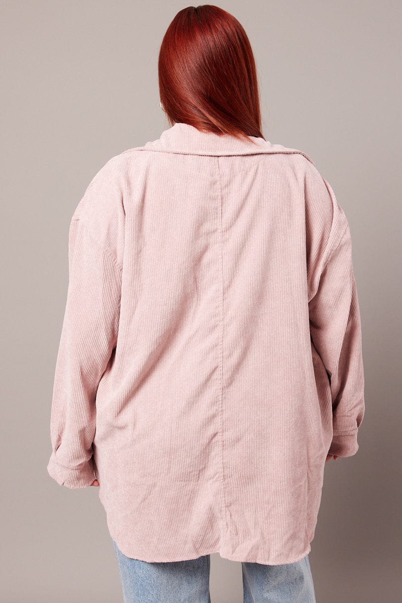 Pink Relaxed Shirt Long Sleeve Corduroy for YouandAll Fashion