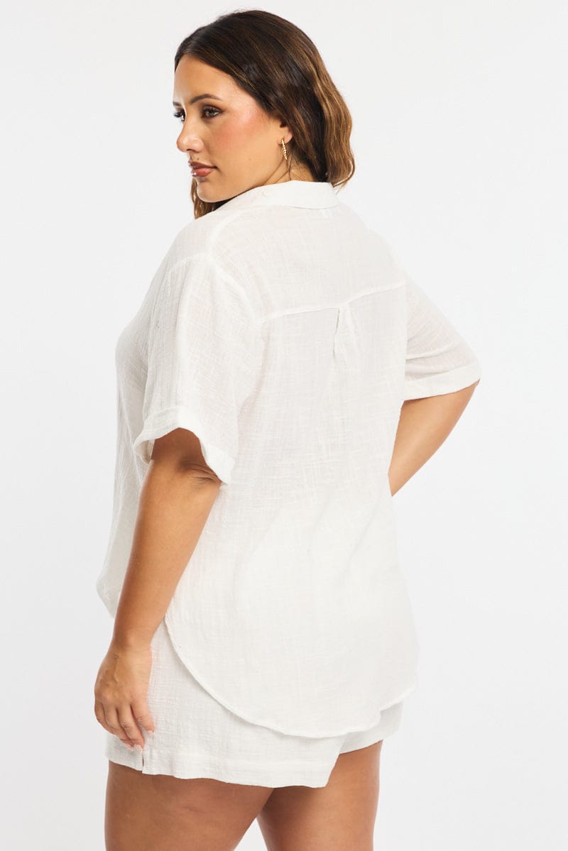 White Relaxed Shirt Short Sleeve for YouandAll Fashion