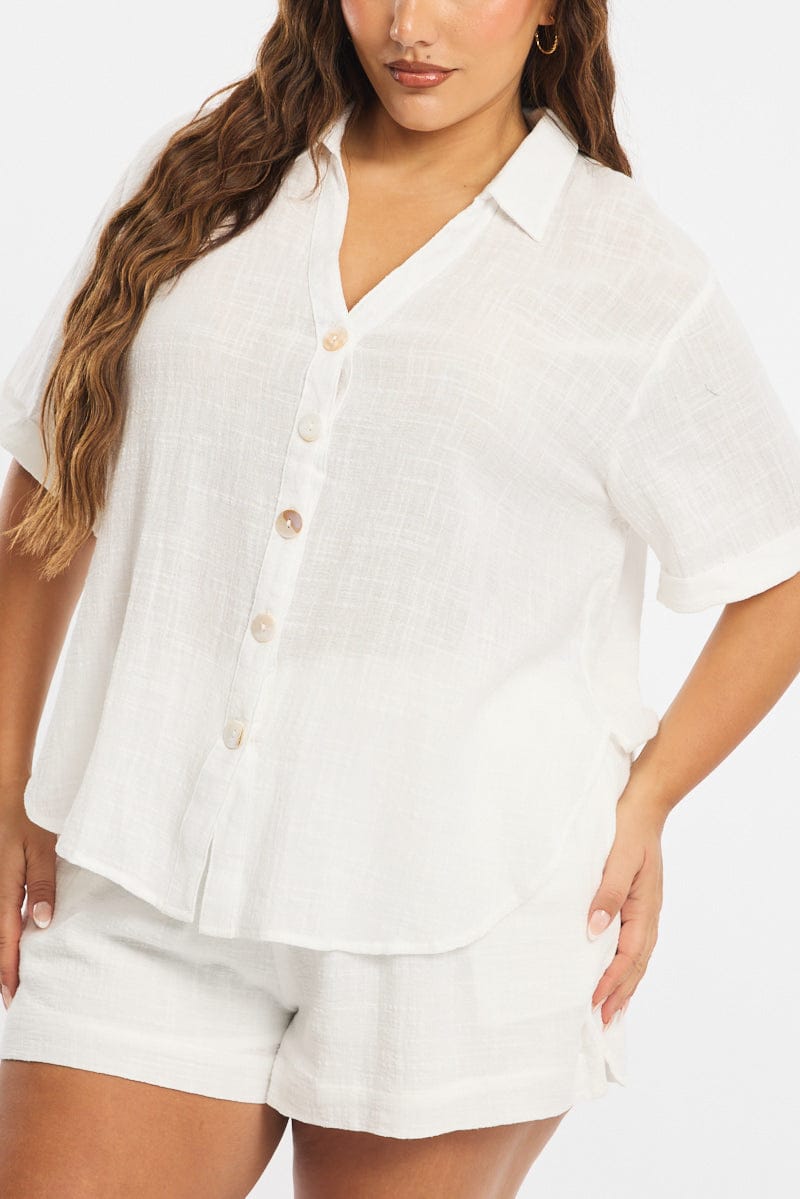 White Relaxed Shirt Short Sleeve for YouandAll Fashion