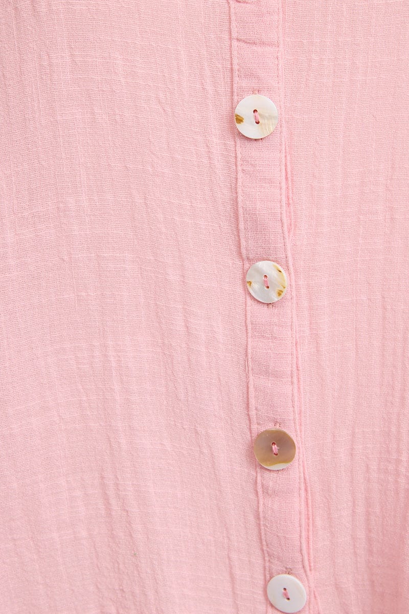 Pink Relaxed Shirt Short Sleeve for YouandAll Fashion
