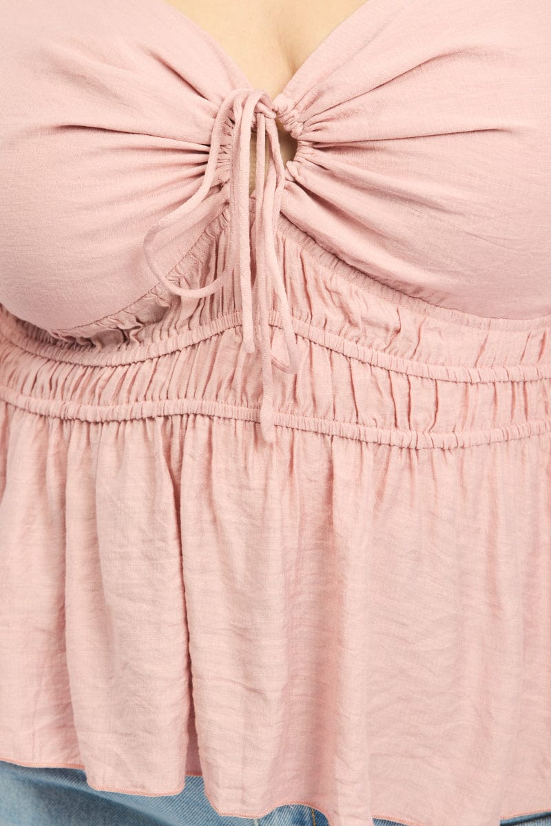 Pink Peplum Top Ruched Bust for YouandAll Fashion