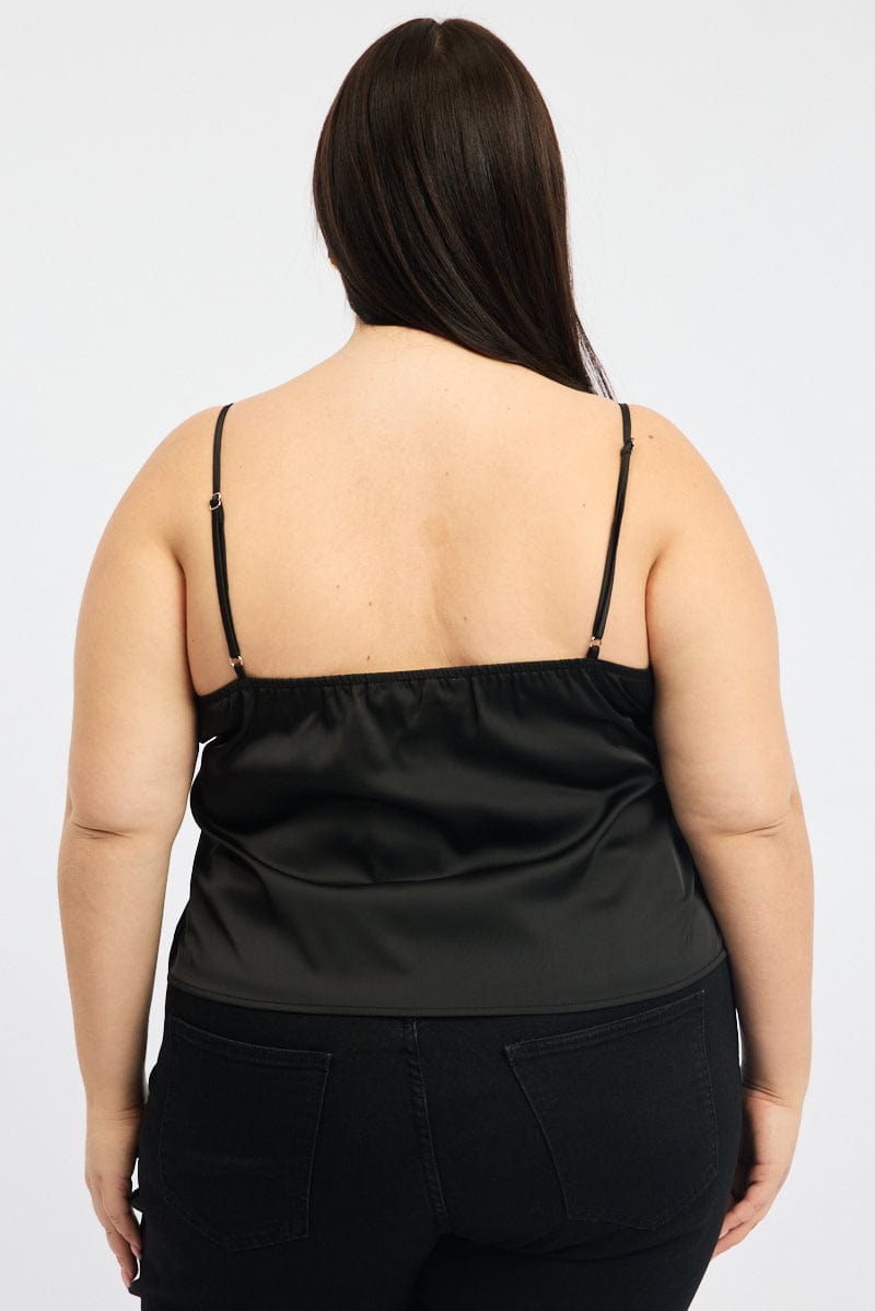 Black Satin Cami Top for YouandAll Fashion