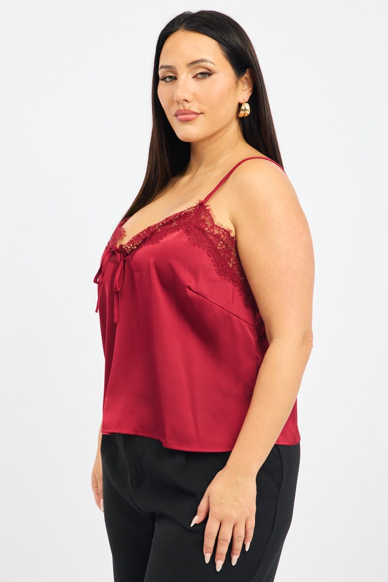 Red Satin Cami Top for YouandAll Fashion