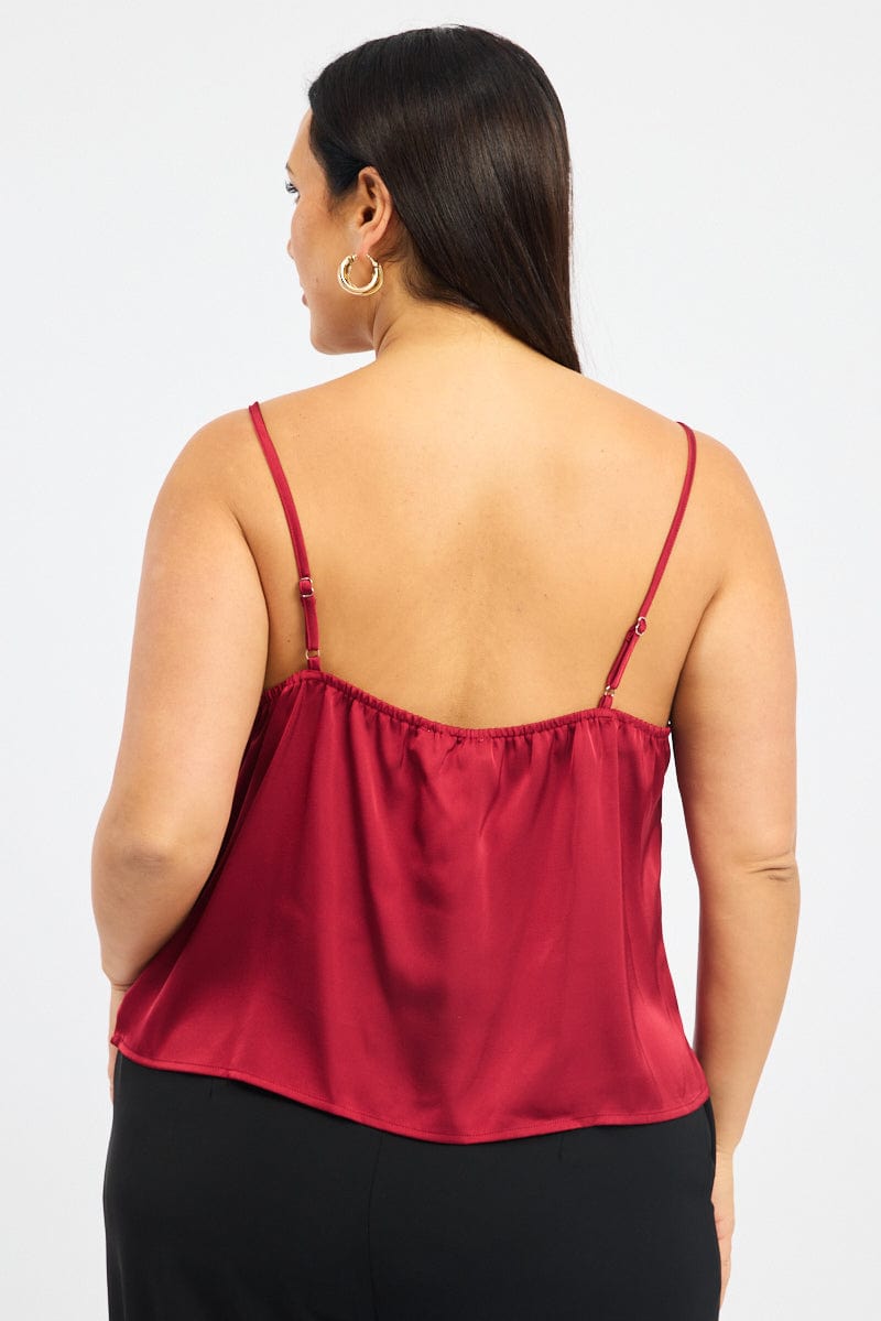 Red Satin Cami Top for YouandAll Fashion