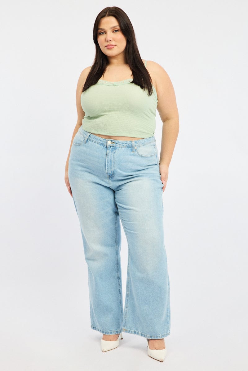 Green Lace Cami Top Textured for YouandAll Fashion