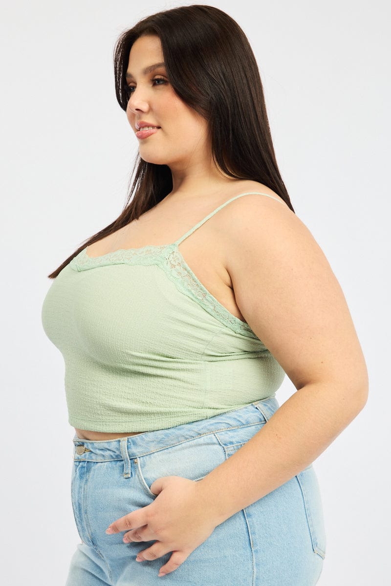 Green Lace Cami Top Textured for YouandAll Fashion